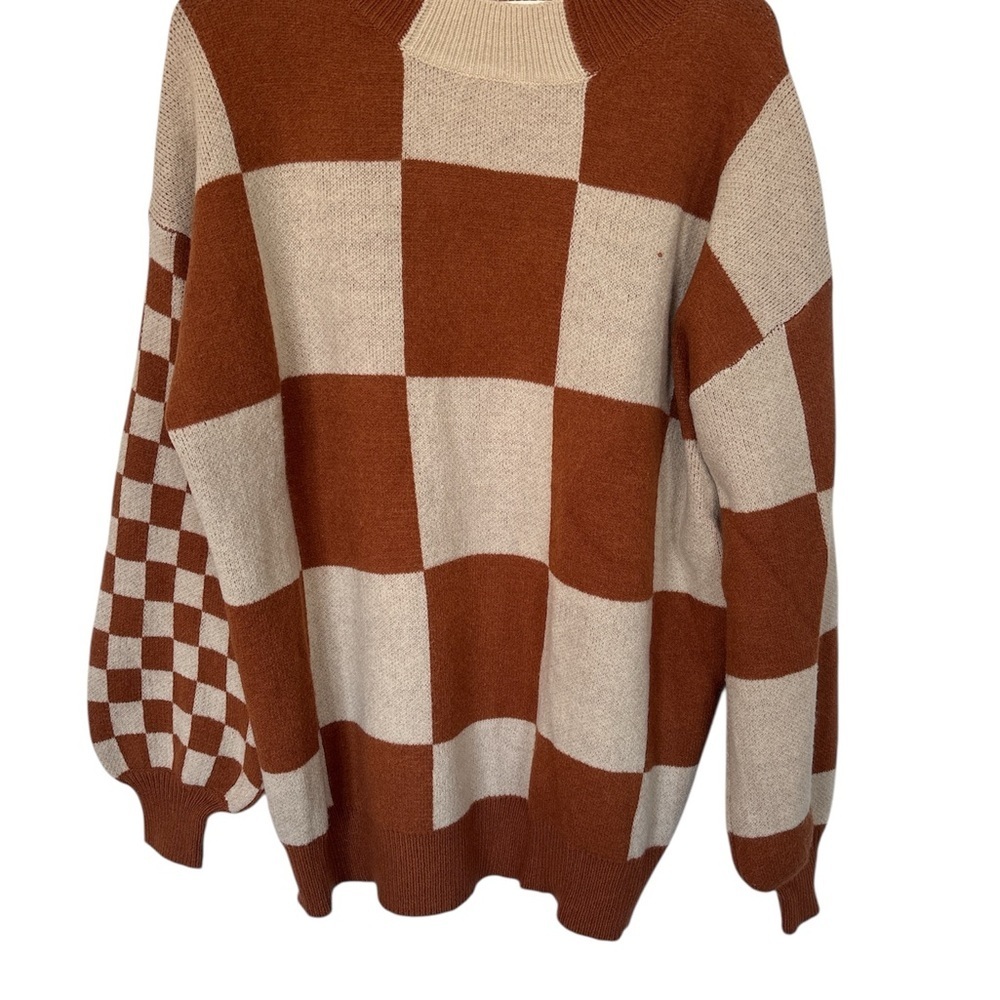 ANDTHEWHY Brown Checkered Oversized Sweater